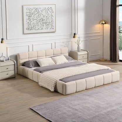 Sonnetta Elegant Beige Chenille Upholstered Bed