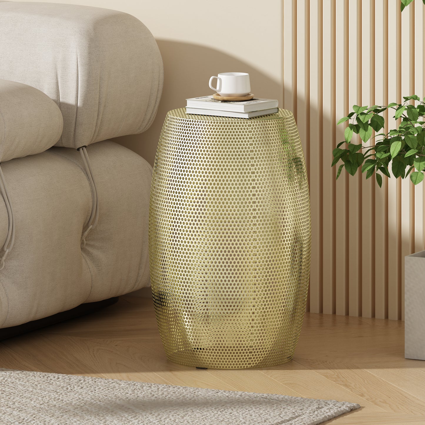 Grandoer Round Metal Hollow Side Table