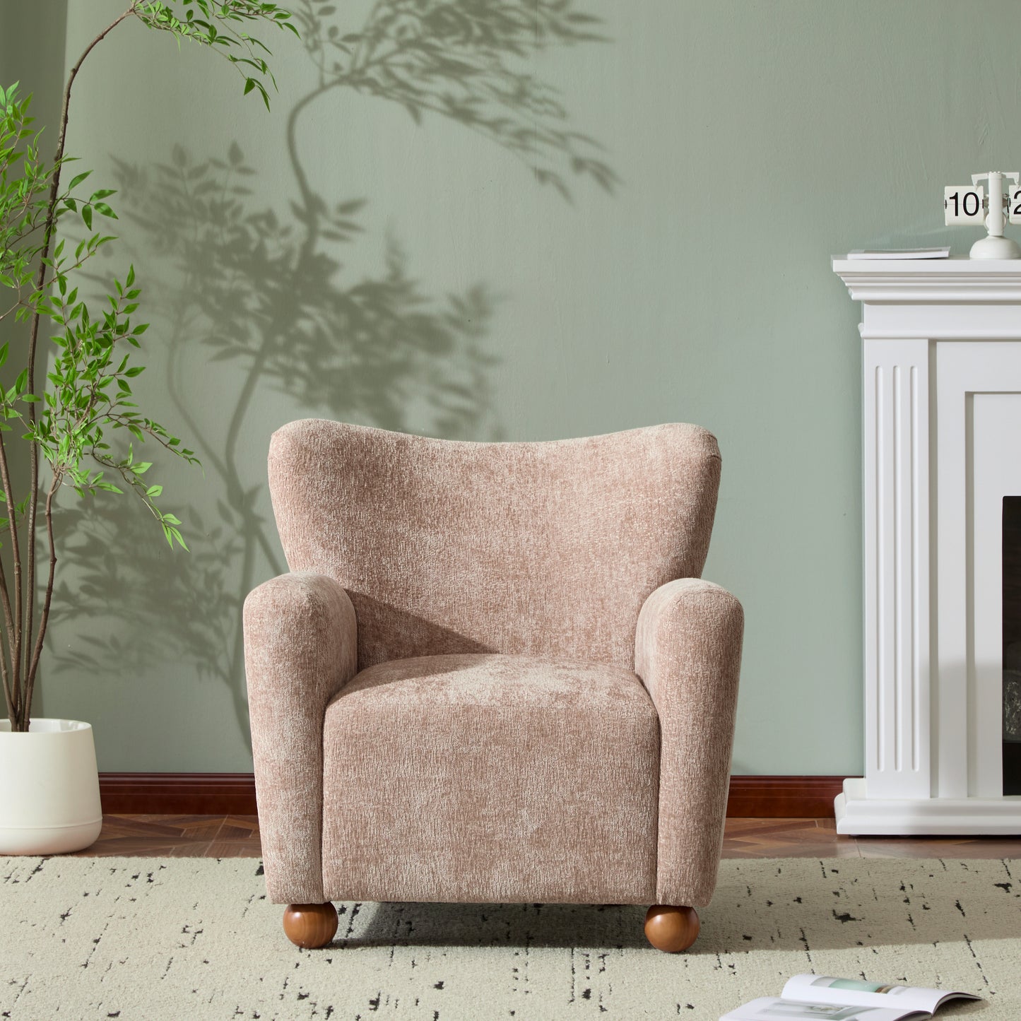 Isorylis Premium Fabric Cozy Wingback Solid Armchair