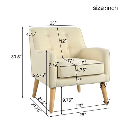 Tapara Mid-Century Modern Armchair - Tufted Fabric Accent Chair.