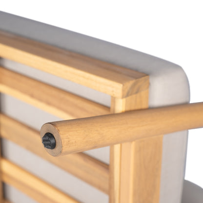 Amonier Outdoor Acacia Wood Chat Set,Loveseat & Coffee Table & 2 Club Chairs