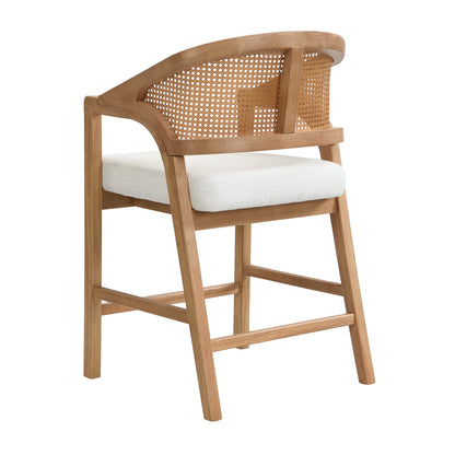 Solace Wooden Frame Counter Stool With Rattan Back-Natural Oak-Set of 2