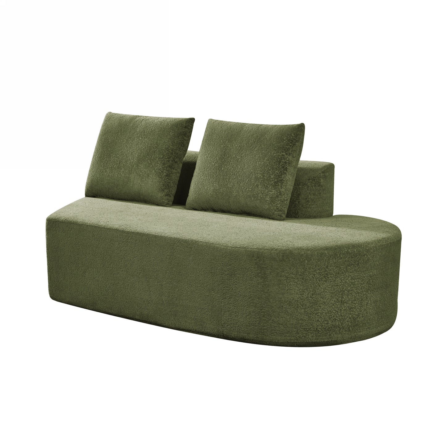 Orellar 116" Modern Curved Sectional Sofa with High-Density Fully Compressed Sponge and Chaise Lounge, Pearl Upholstery