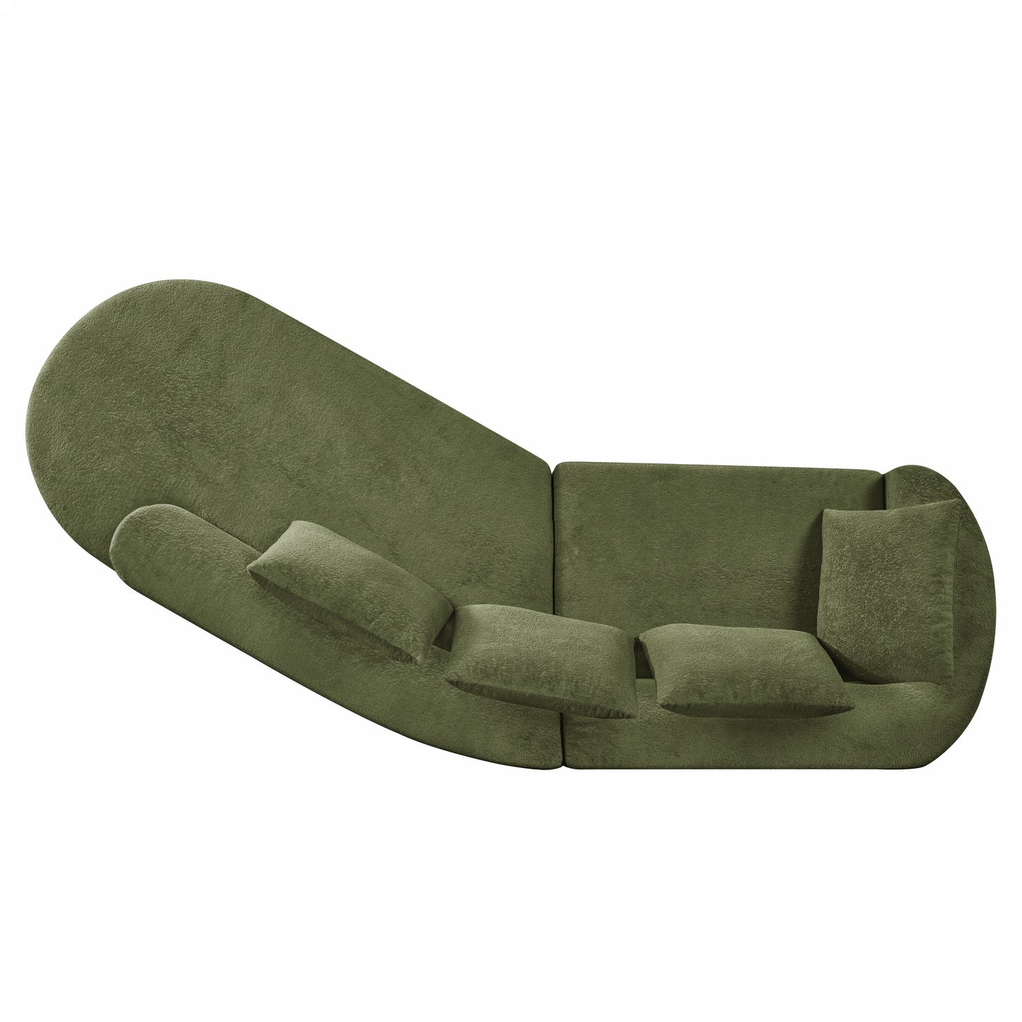 Orellar 116" Modern Curved Sectional Sofa with High-Density Fully Compressed Sponge and Chaise Lounge, Pearl Upholstery
