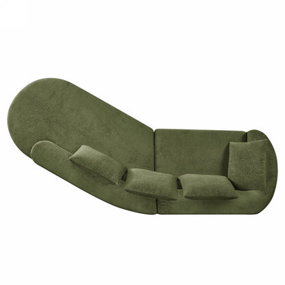 Orellar 116" Modern Curved Sectional Sofa with High-Density Fully Compressed Sponge and Chaise Lounge, Pearl Upholstery