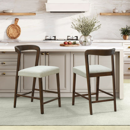 Cavovasir Solid Rubber Wood Counter Stools,Set of 2
