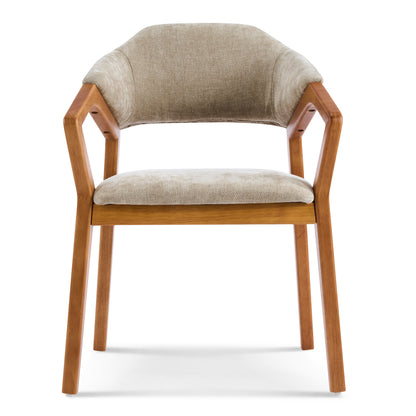 Arden Indoor Dining Chair Set of 2, Chenille Upholstered Armchairs with Bent Wood Frame, 300lbs Capacity, Ergonomic Curved Backrest