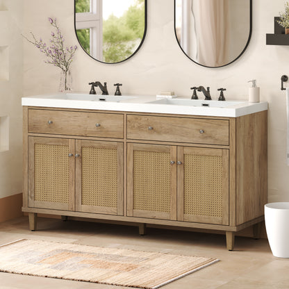 Silas 60 Inch Bathroom Vanity with Double Sink ( SMC Sink ), Large Storage Space