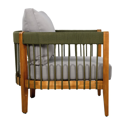 Tavithalae Acacia Wood Outdoor Club Chair with Water-Resistant  Cushions