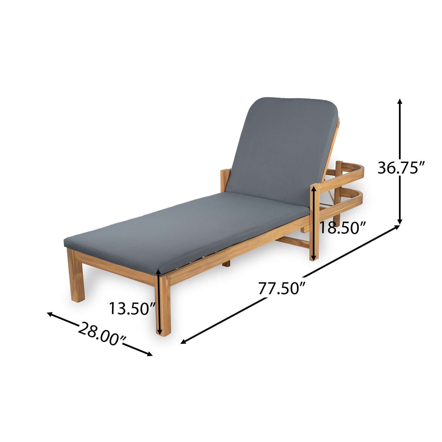 Calora Acacia Outdoor Modern Wood Chaise Lounge Chairs for Patio or Poolside