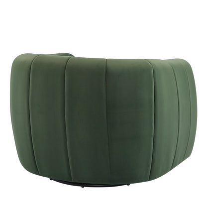 Lithe Monroe Velvet Swivel Club Chair,Armchair with 360-Degree Rotation,Upholstered Barrel Swivel Sofa Chair for Living Room/Bedroom,Tufted Back,Thick Cushion, Iron Base, Olive Green