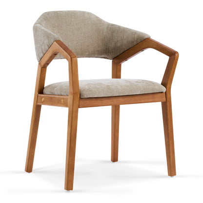 Arden Indoor Dining Chair Set of 2, Chenille Upholstered Armchairs with Bent Wood Frame, 300lbs Capacity, Ergonomic Curved Backrest