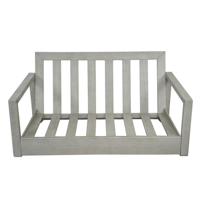 Andrae Outdoor Acacia Wood Loveseat Set with Coffee Table