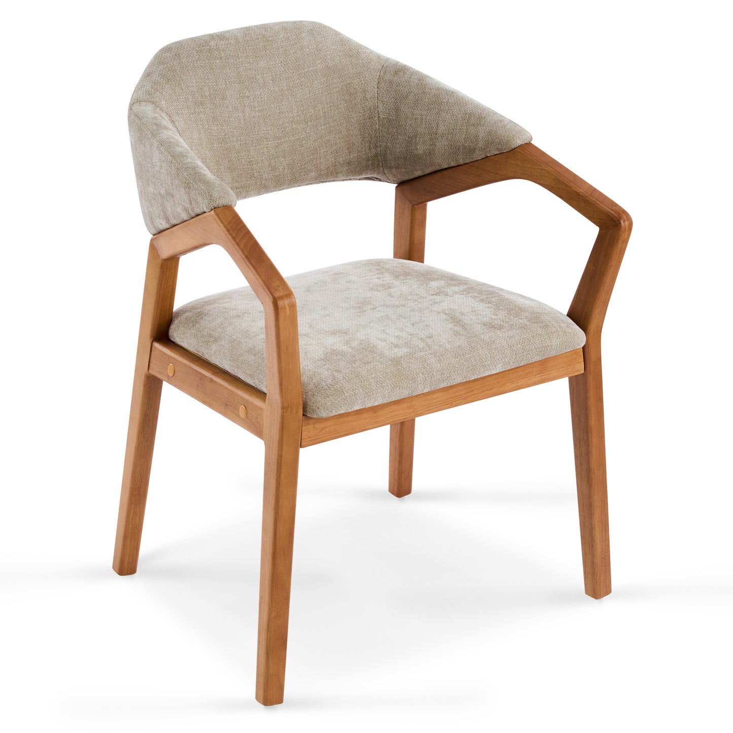 Arden Indoor Dining Chair Set of 2, Chenille Upholstered Armchairs with Bent Wood Frame, 300lbs Capacity, Ergonomic Curved Backrest