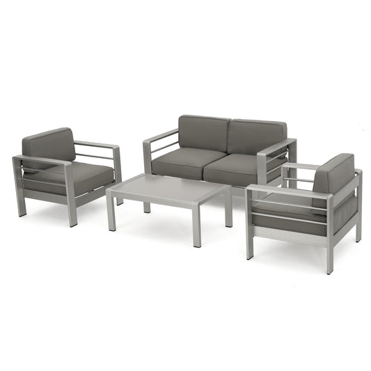 Sonora Outdoor Aluminum 4-piece Loveseat Set with Cushions