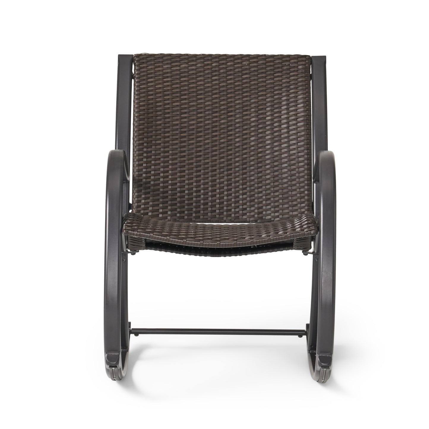 Leann Outdoor 3pc Dark Brown Wicker Rocking Chair Chat Set