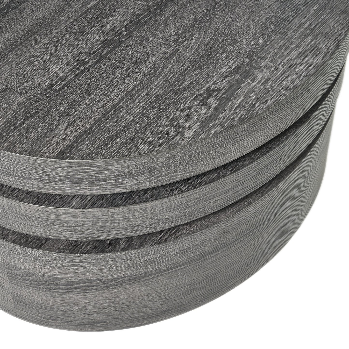 Lenox Modern Oval Black Oak Finish Faux Wood Rotating Coffee Table