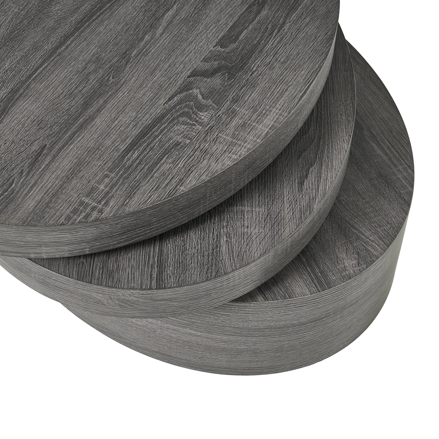 Lenox Modern Oval Black Oak Finish Faux Wood Rotating Coffee Table