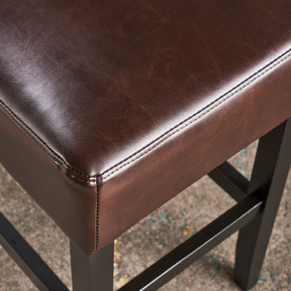 Adler 26-Inch Brown Leather Backless Counter Stool (Set of 2)