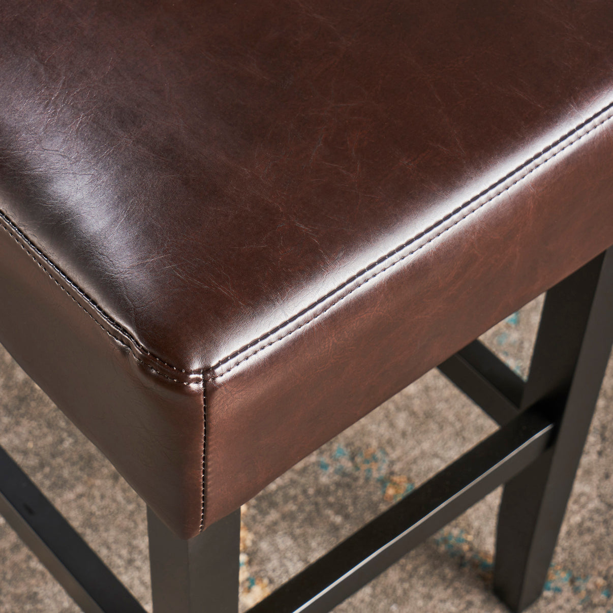 Adler 26Inch Brown Leather Backless Counter Stool (Set of 2) GDFStudio