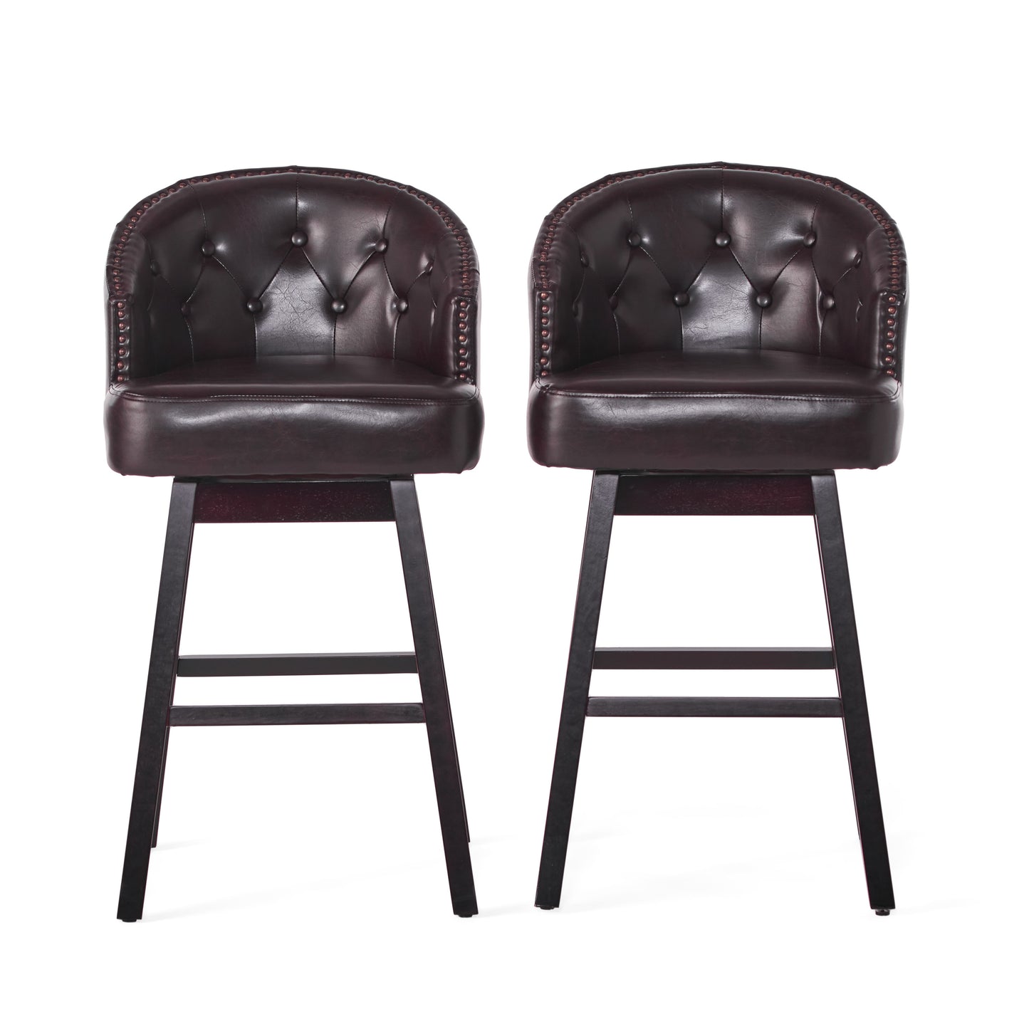 Westman 30-Inch Brown Leather Swivel Backed Barstool (Set of 2)
