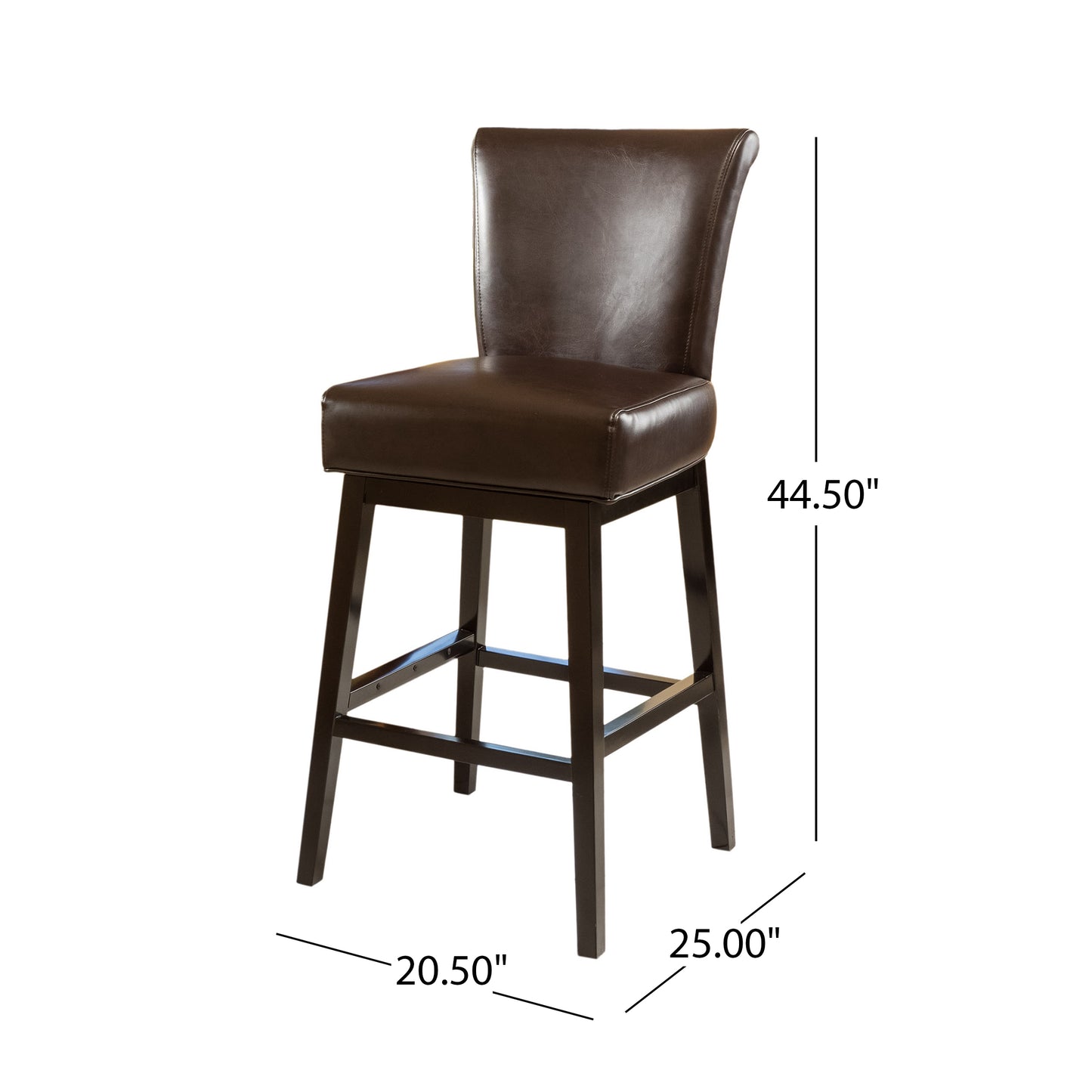 Madoc Brown Leather 31-Inch Swivel Barstool