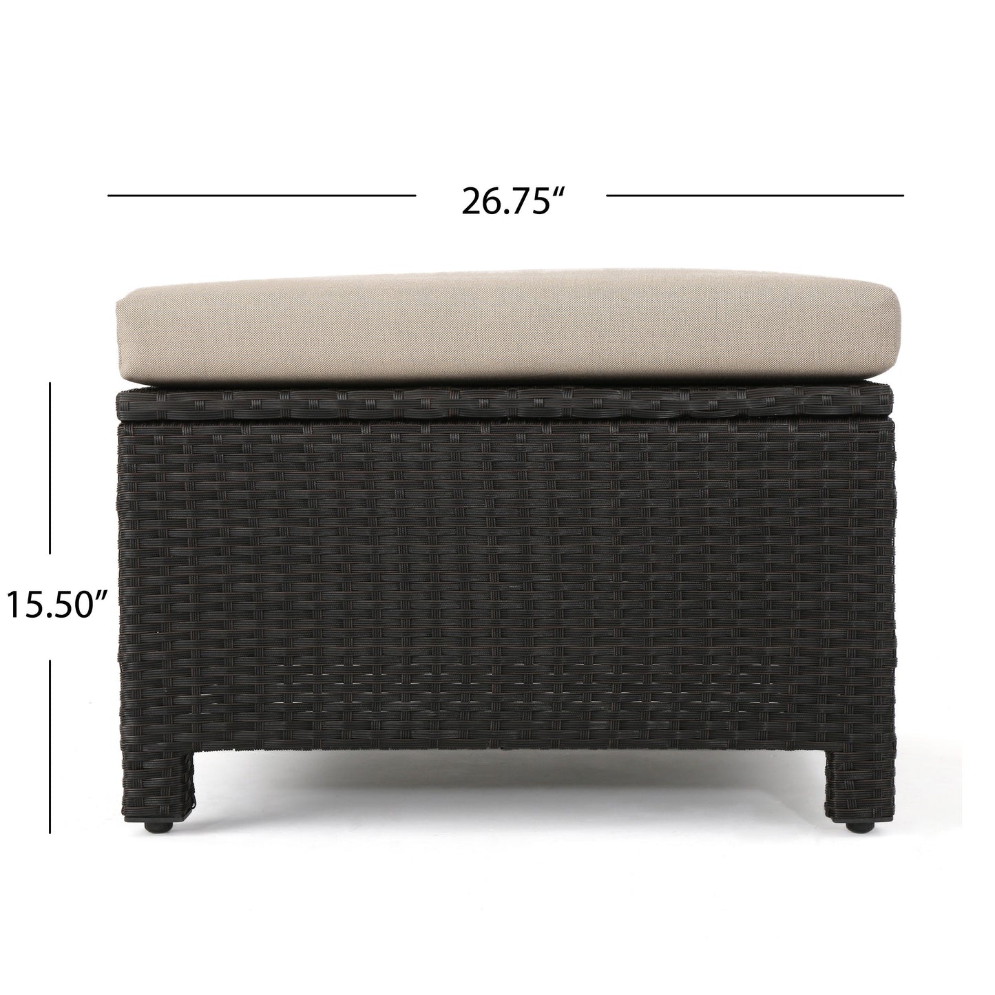 Lorita Outdoor 5-piece Dark Brown Wicker Sectional Sofa Set with Beige Cushions