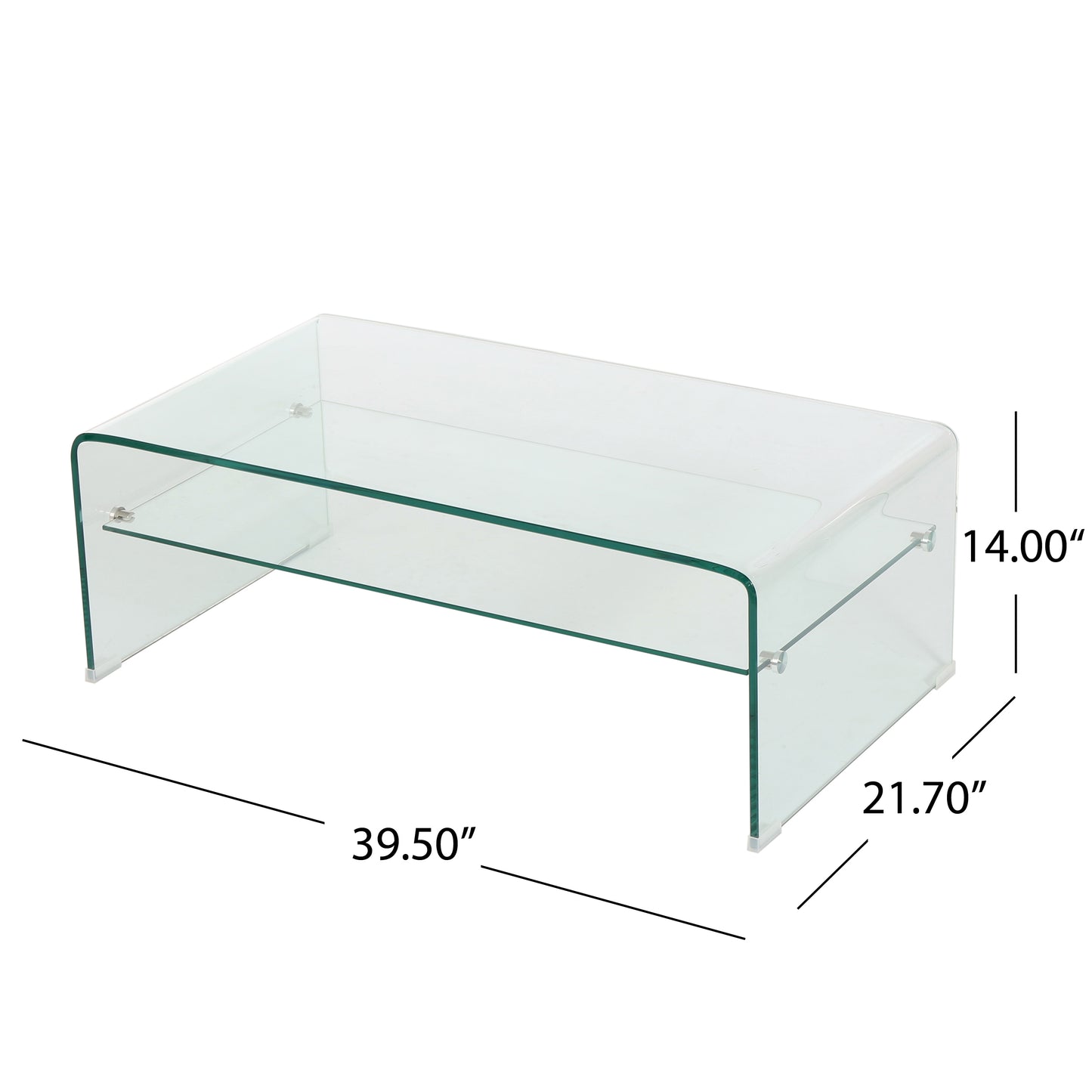 Classon Glass Rectangle Coffee Table w/ Shelf