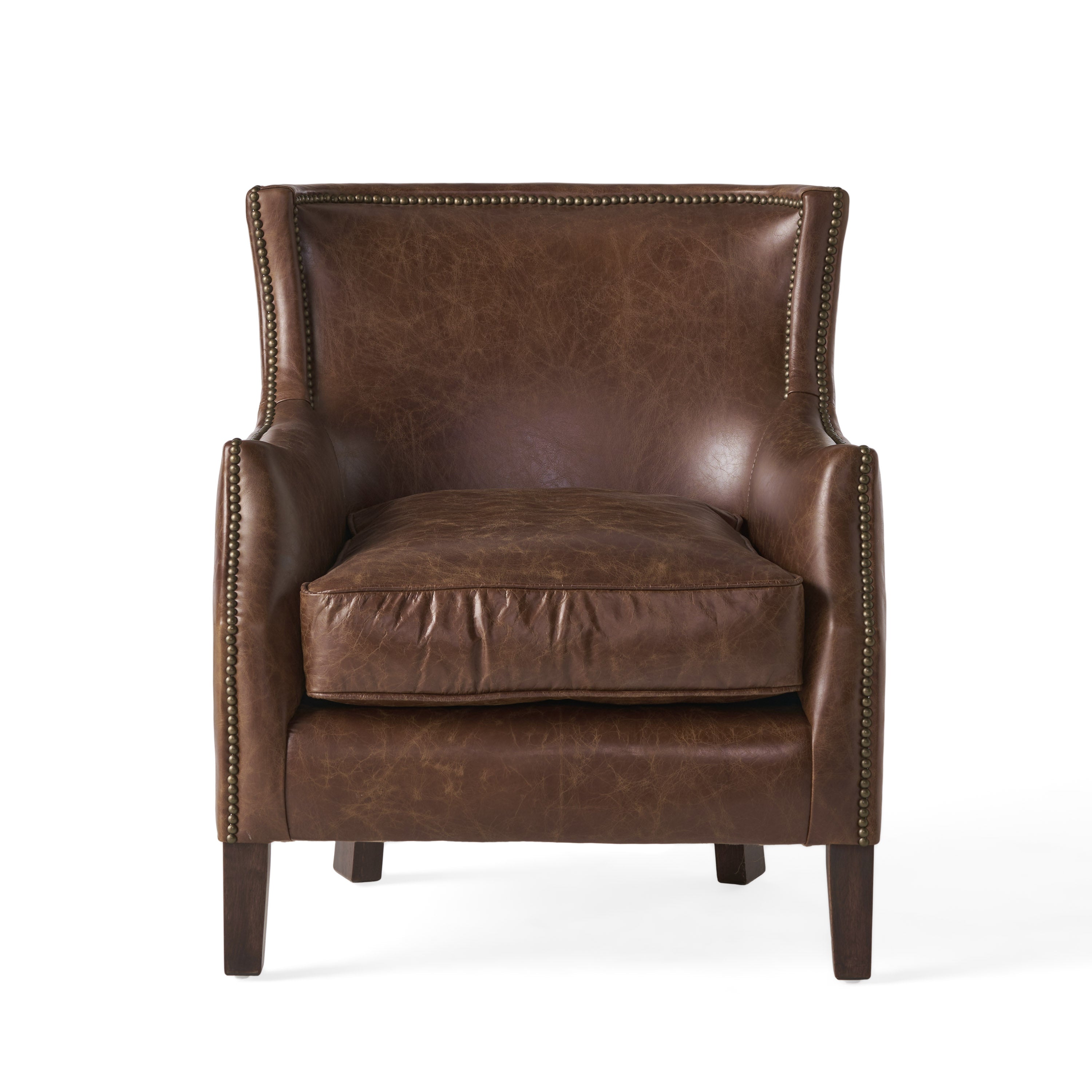 Nailhead leather club discount chair