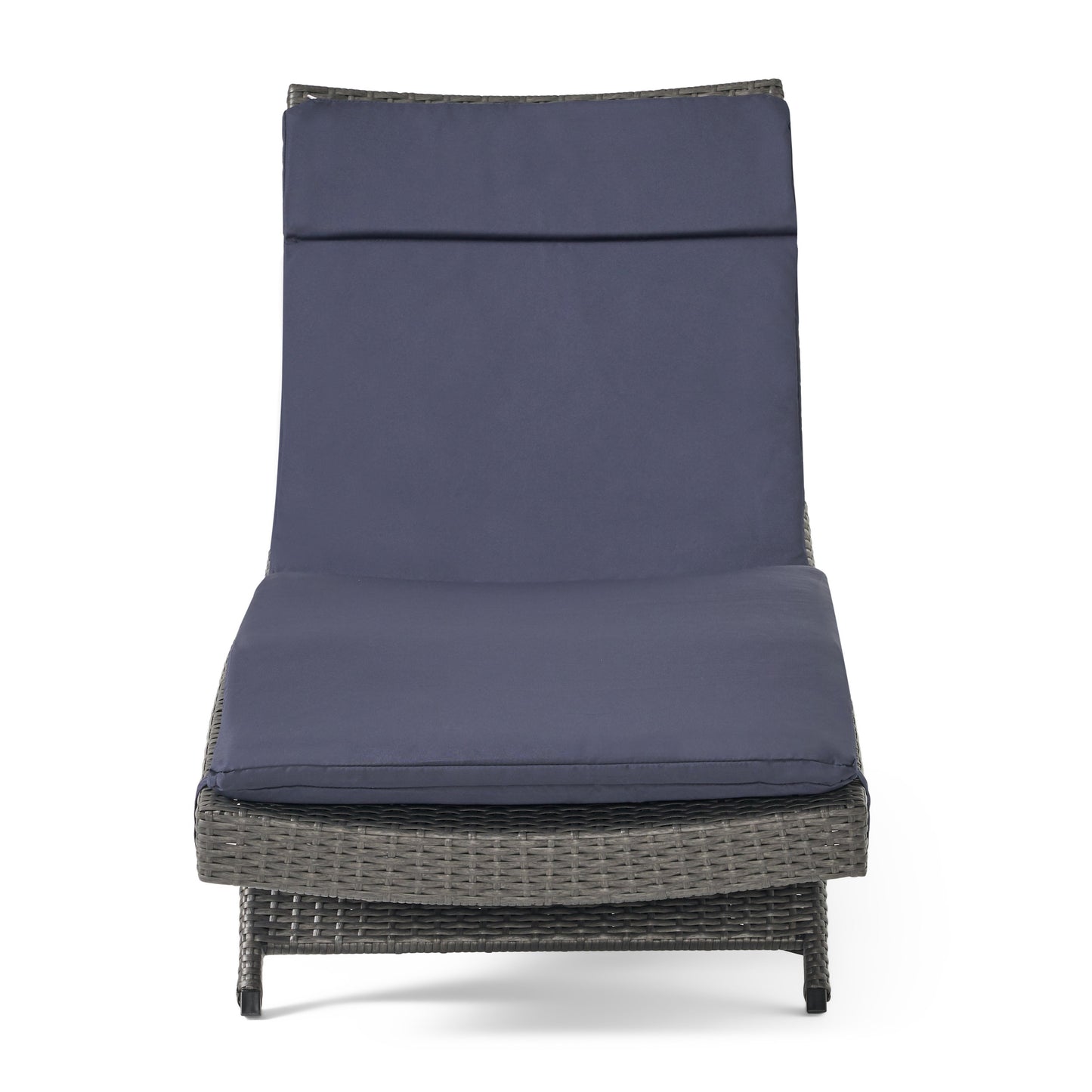 Nassau Outdoor Grey Wicker Adjustable Chaise Lounge with Cushion