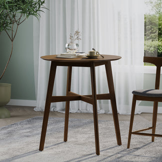 Helen Mid-Century Round Counter Height Dining Table with X-Stretcher ...