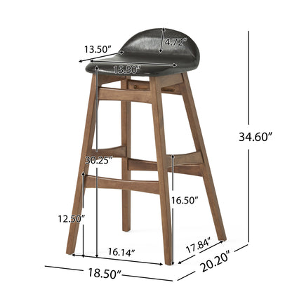 Margaret Dark Brown Leather/ Walnut Finish 30-Inch Bar Stool (Set of 2)