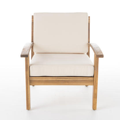 Peyton 4 Pc Acacia Wood Chat Set w/ Water Resistant Cushions