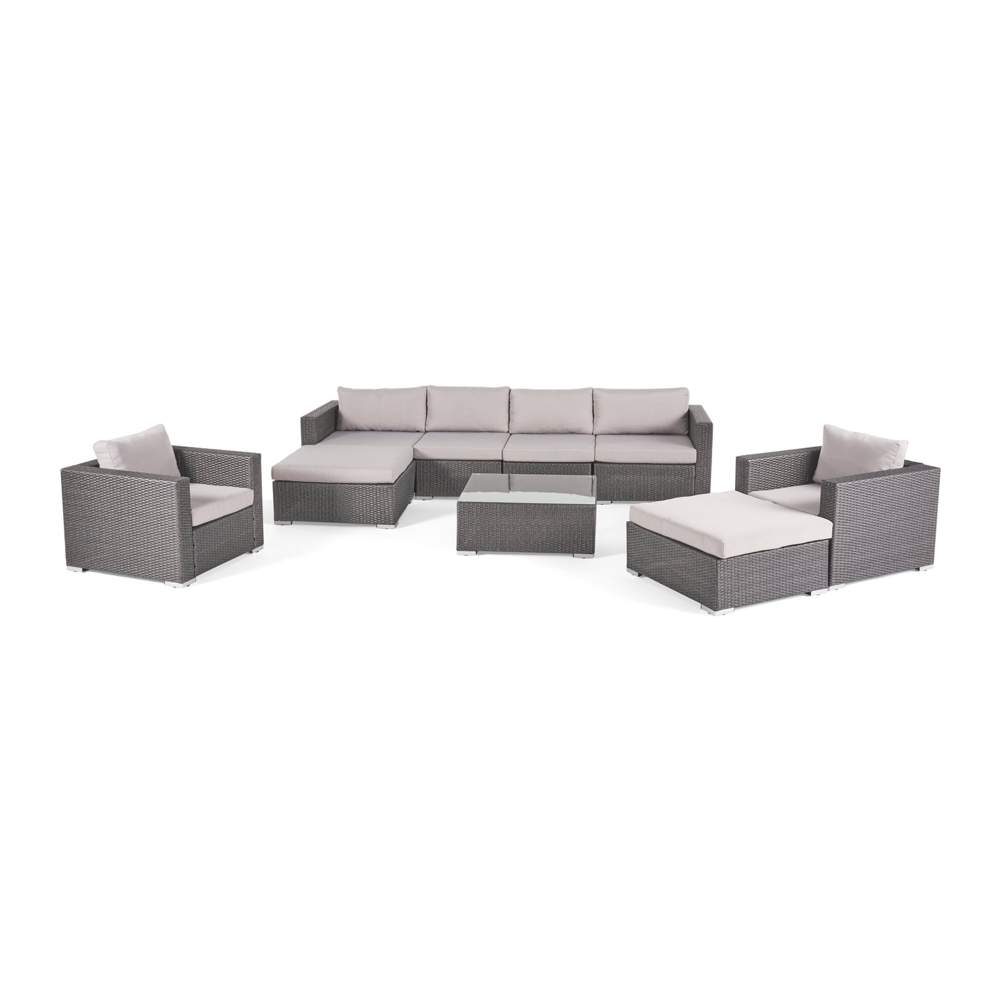 Francisco 9pc Outdoor Wicker Sectional Sofa Set w/ Cushions