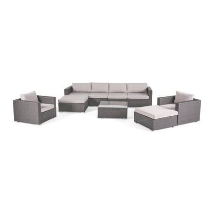 Francisco 9pc Outdoor Wicker Sectional Sofa Set w/ Cushions