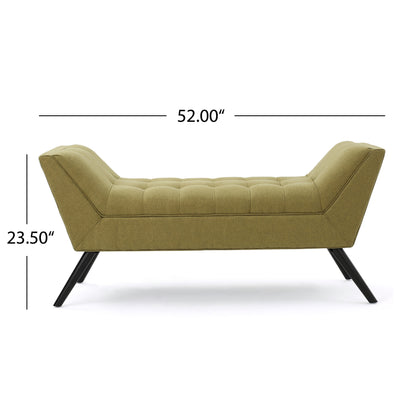 Madrid Mid-Century Modern Tufted Fabric Ottoman Bench with Tapered Legs