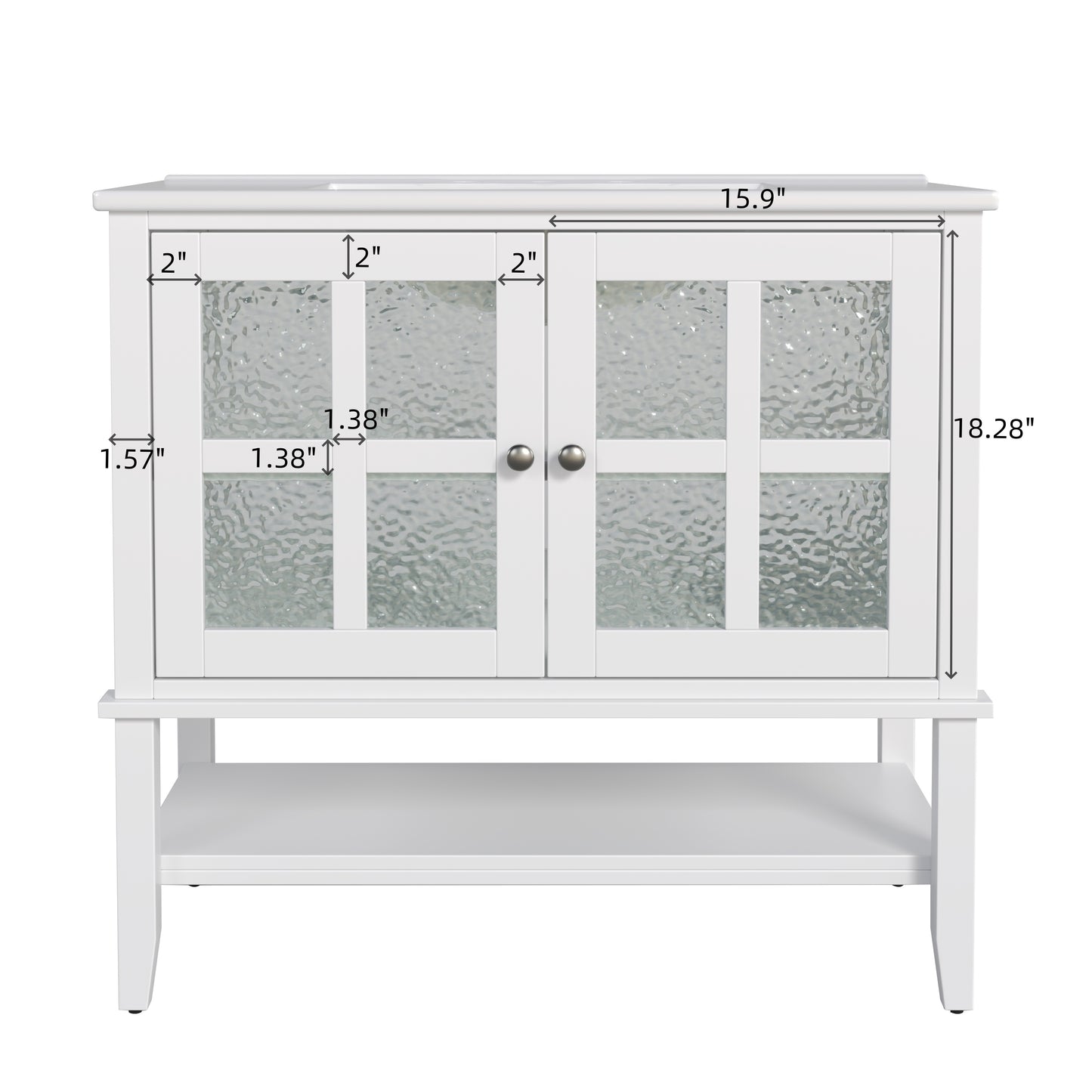 Faelan Bathroom Vanity with Ceramic Sink with Adjustable Shelf and open shelf