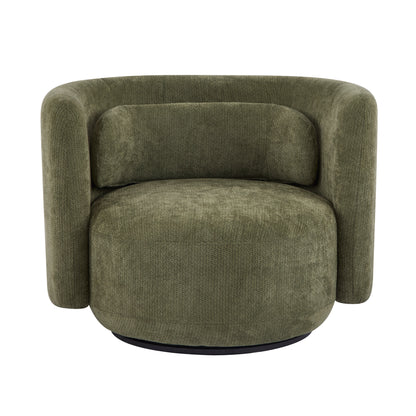 Rhys Swivel Accent Armchair, 360-Degree Rotating Lounge Chair with Sloping Armrests and Lumbar Pillow