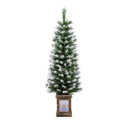 Pereg Artificial Christmas 3-Piece Set Wreath and Set of 2 Entrance Trees X-mas with LED Lights Easy Assembly