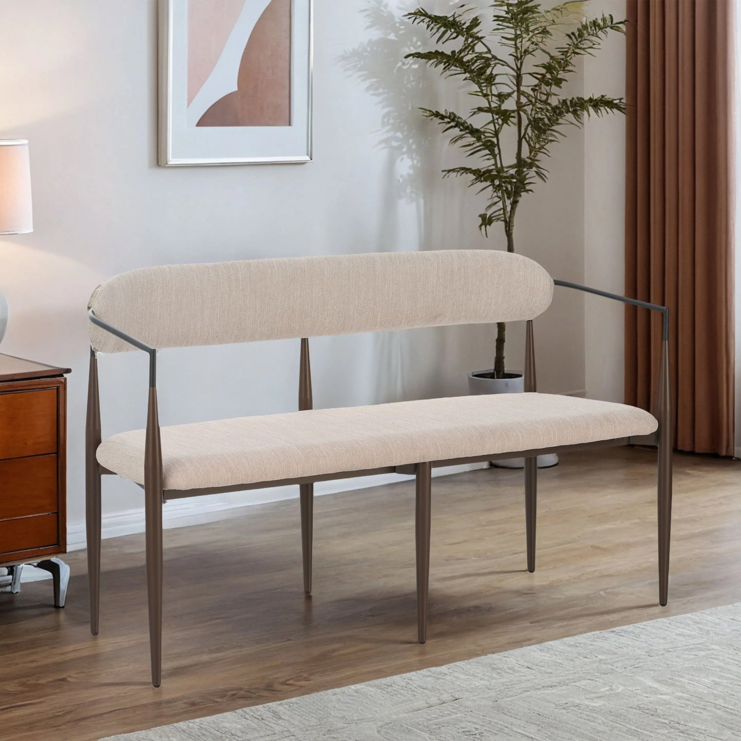 Embare Minimalist  Style Metal Loveseat Settee