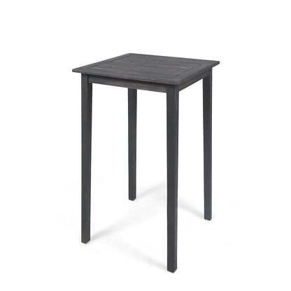 Teresa Outdoor Minimalist Acacia Wood Square Bar Table