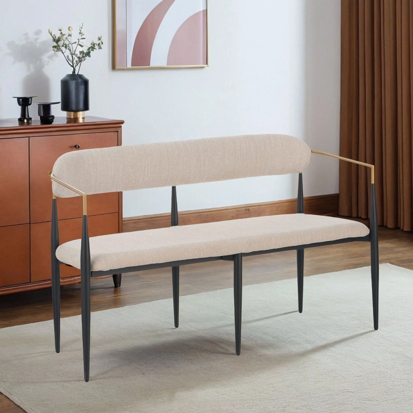 Embare Minimalist  Style Metal Loveseat Settee