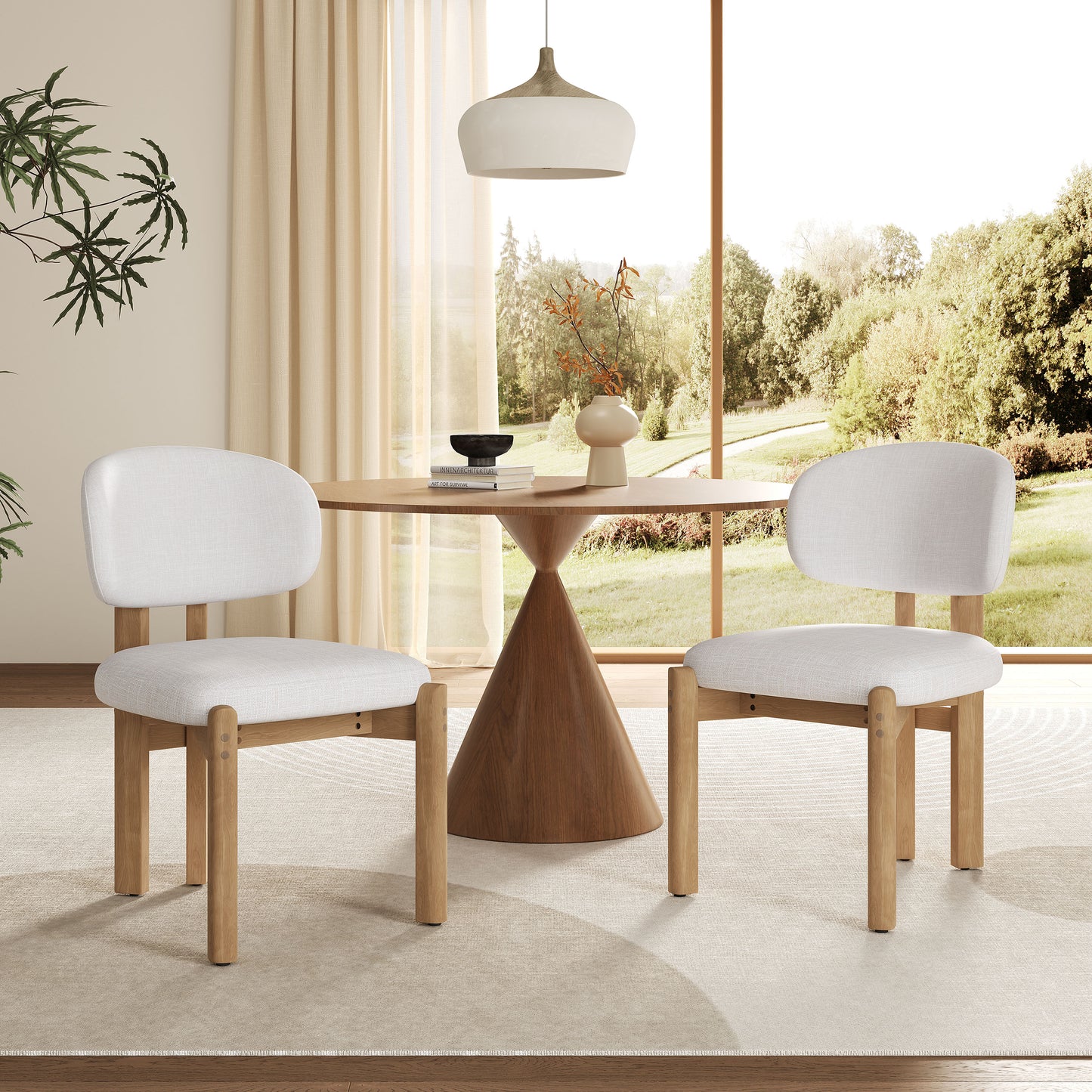 Barnaby Upholstered Scandinavian Natural Finished Frame Dining Chairs (Set of 2)
