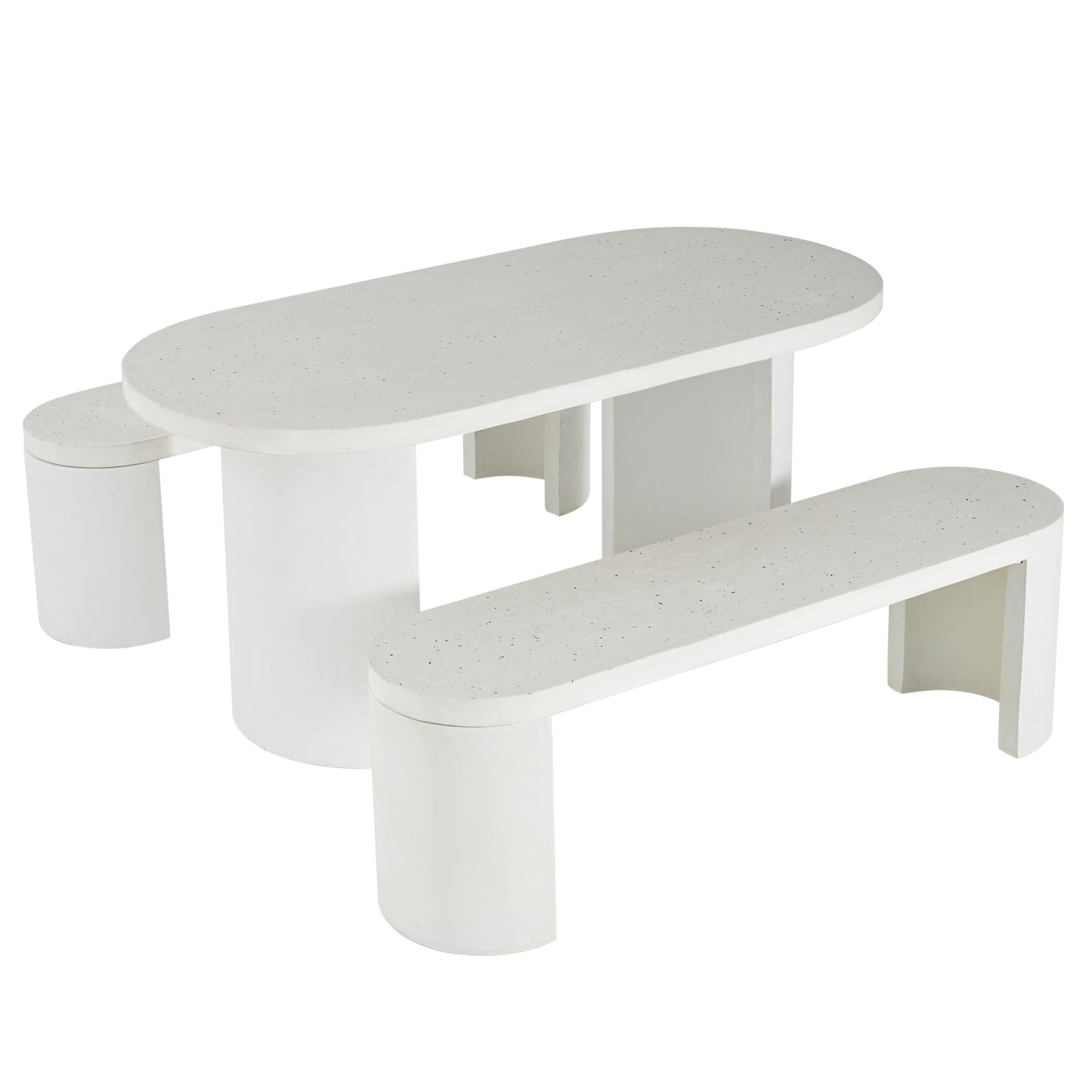 Clementine Terrazzo Dining Set — 3-Piece Outdoor Table with 2 Bench