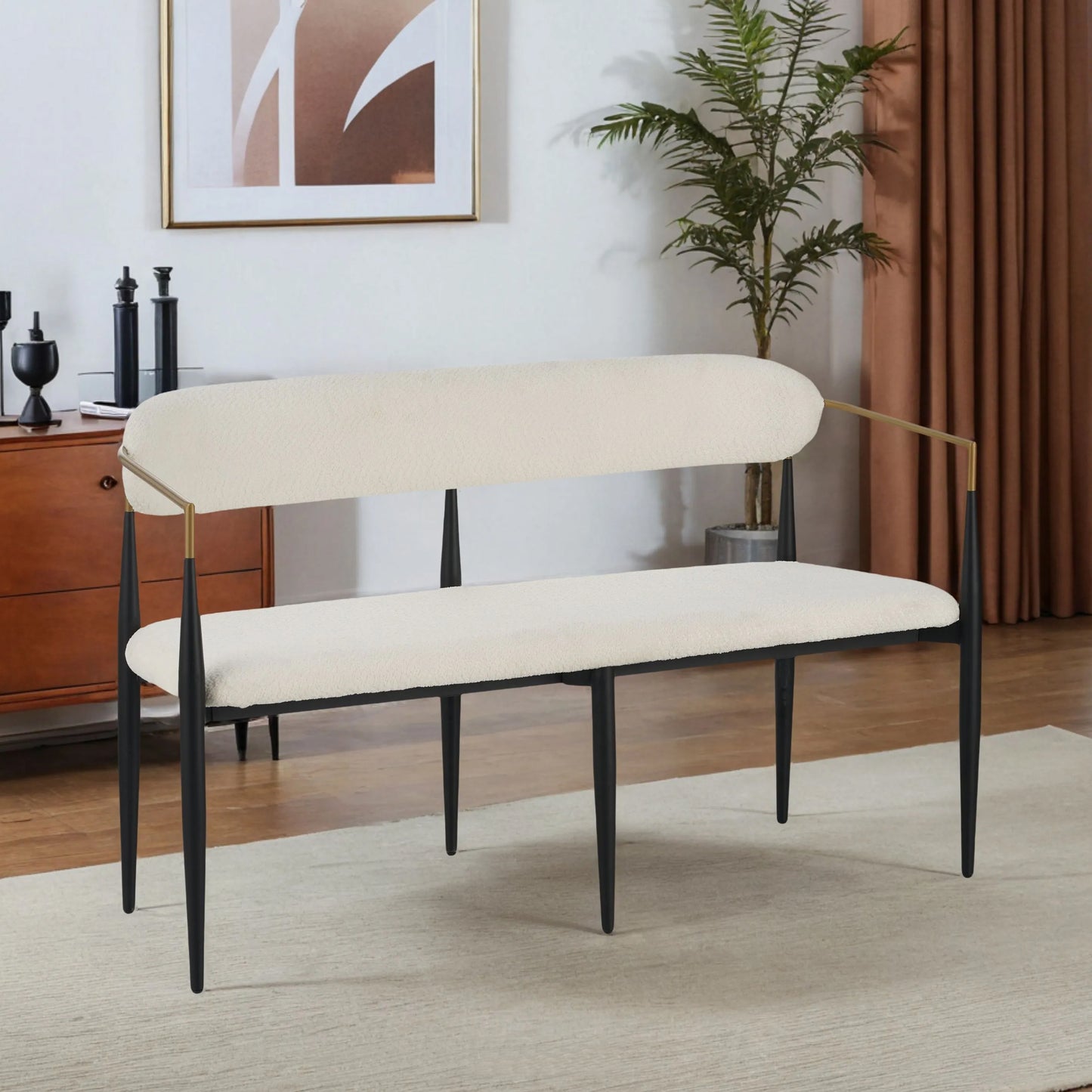 Embara Minimalist  Style Metal Loveseat Settee