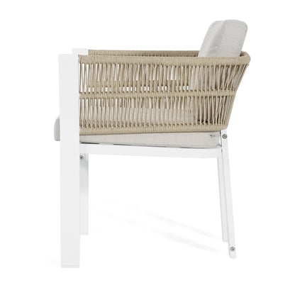 Rowan Outdoor Dining Chair Set of 2, Aluminum Frame with Cushion & Rattan Accents, 300lbs Capacity, All-Weather Patio Seating for Backyard, Deck & Garde