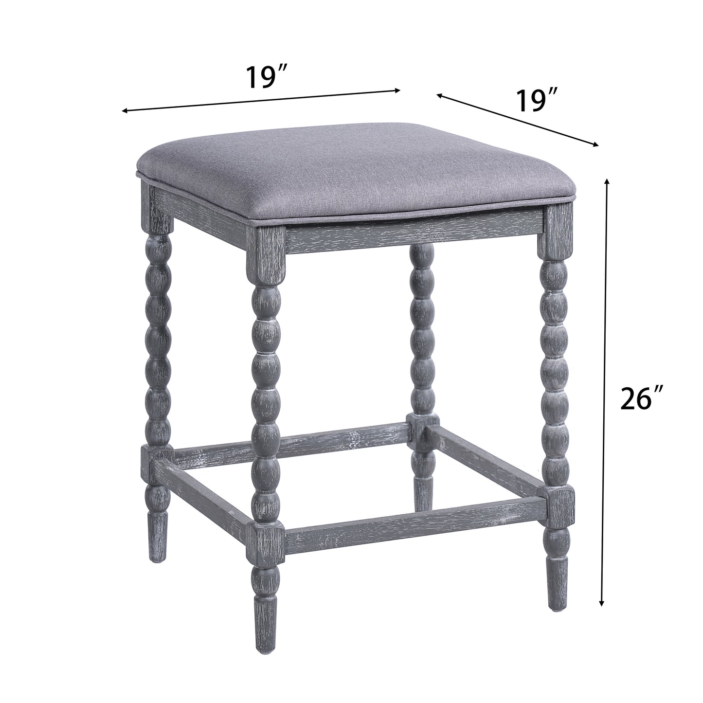Imogen 26''Counter Stools with Upholstered Seat, Solid Acacia wood Frame, Foam-Padded Seat
