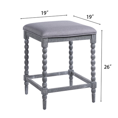 Imogen 26''Counter Stools with Upholstered Seat, Solid Acacia wood Frame, Foam-Padded Seat