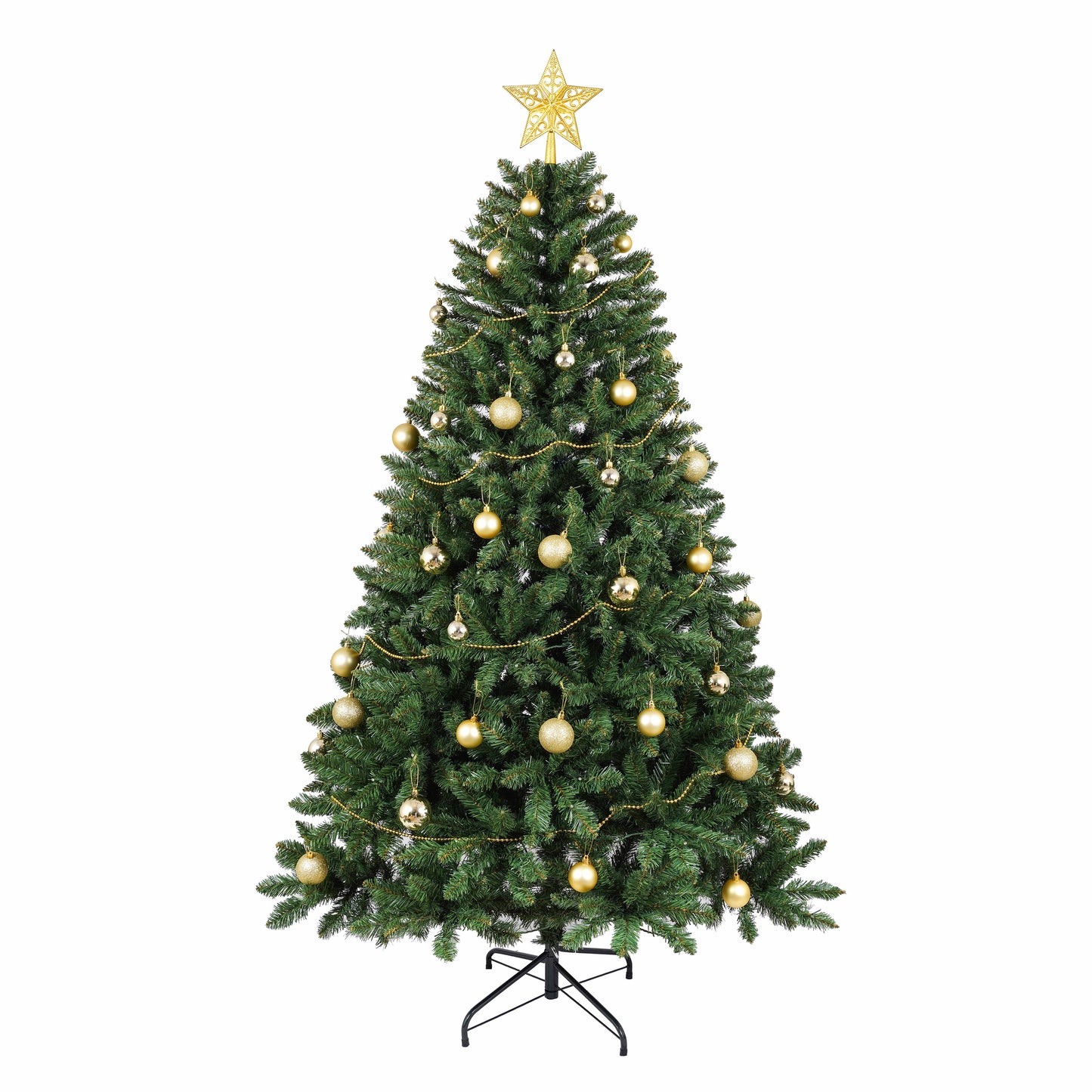 Stellan 7.5FT Christmas Tree with 550 Warm White LED Lights – 1350 PVC & Hard Needle Tips, Hinged Branch Design, Sturdy Metal Stand – Full Realistic Holiday Tree