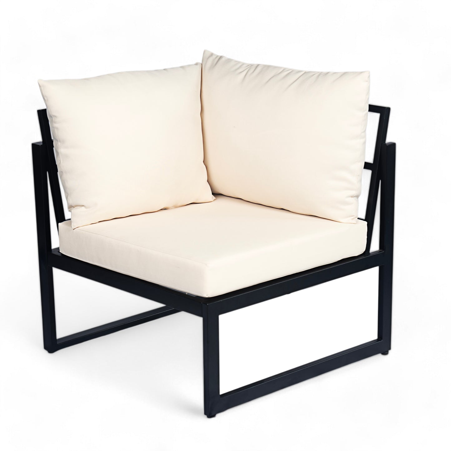 Ezra Outdoor 4-piece Acacia Wood and Metal Patio Sofa Corner Set